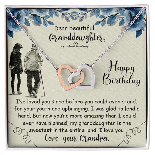 Granddaughter - Happy Birthday - Interlocking Hearts Necklace