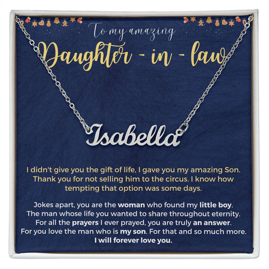 Amazing Daughter in law - Personalized Name Necklace